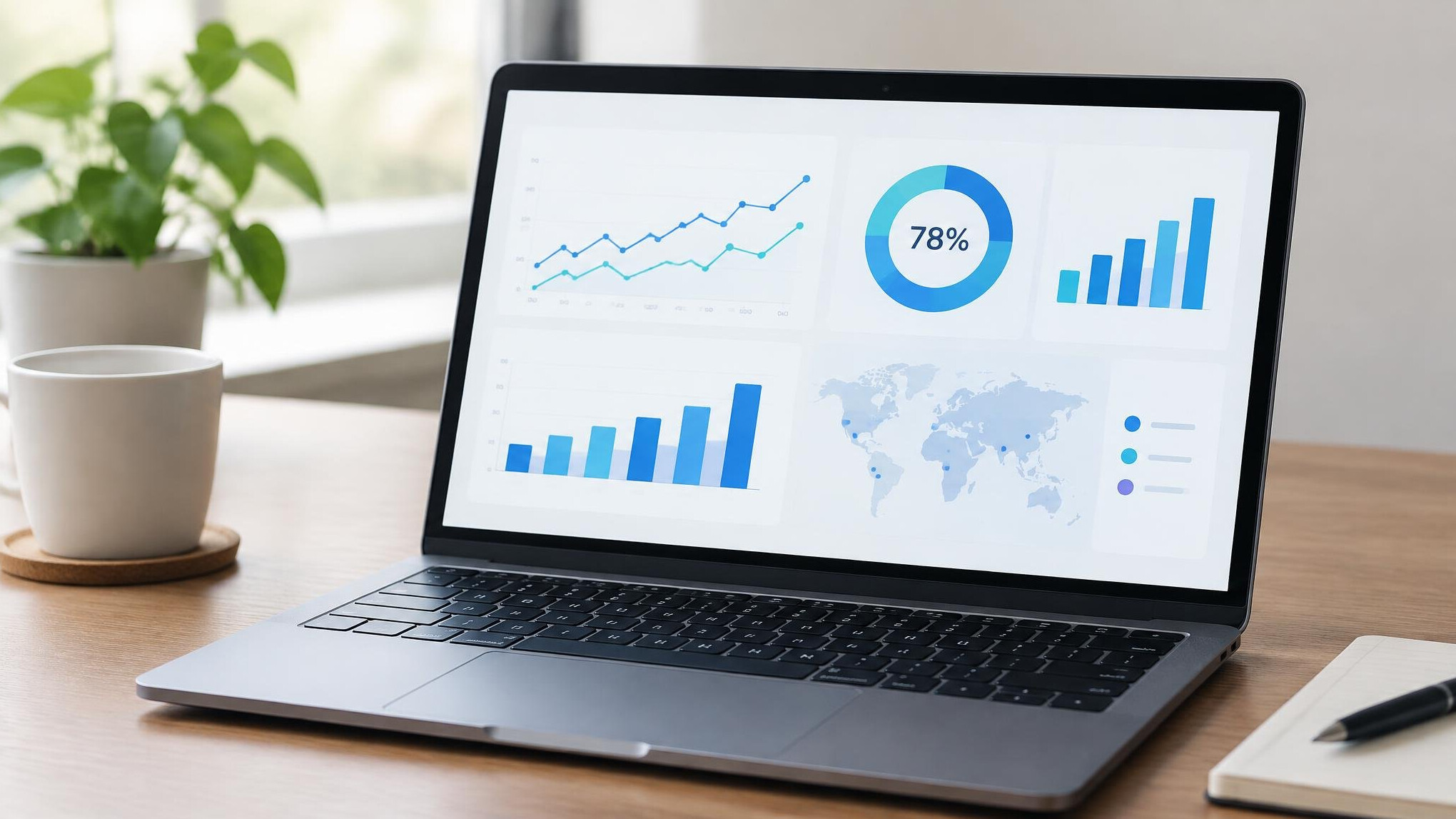 Laptop showing charts and data analytics
