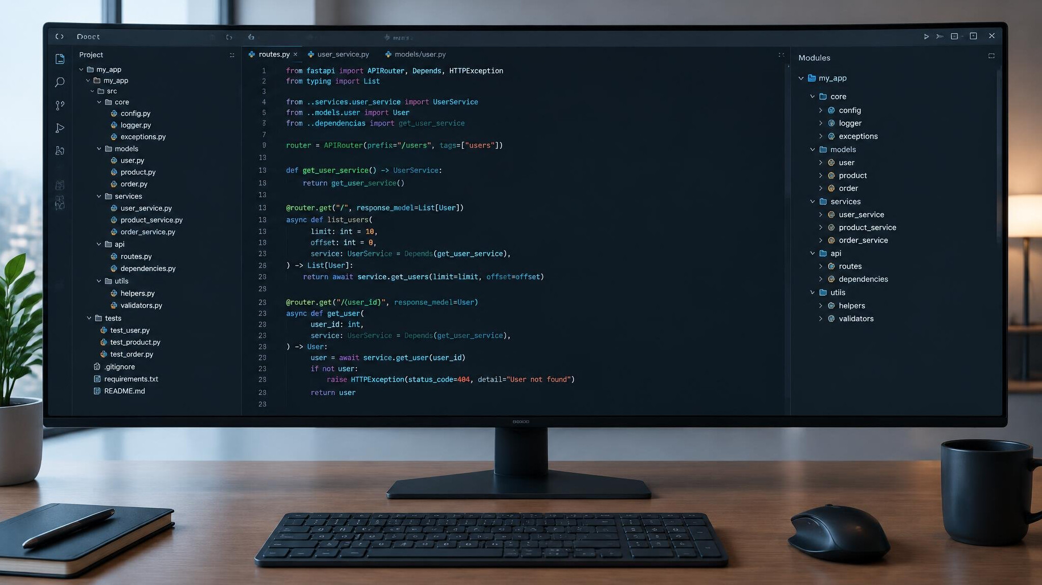 Structured programming code on a screen